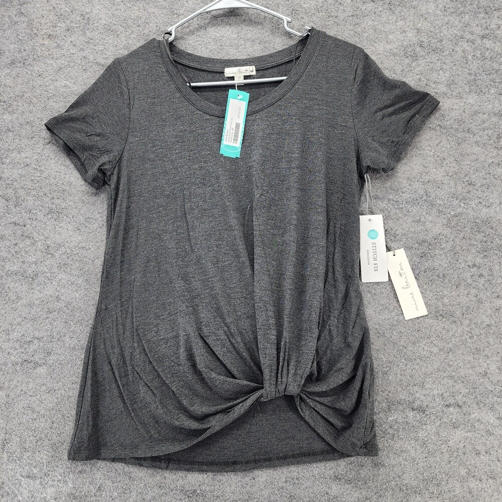 Nine Britton Shirt Womens XS Stitch Fix Twist Front Gray